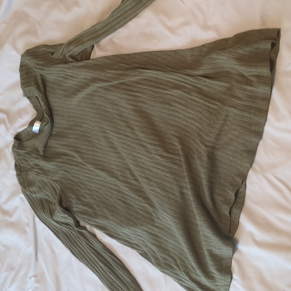AWAKE Brand Olive Green Ribbed Long Sleeve Top